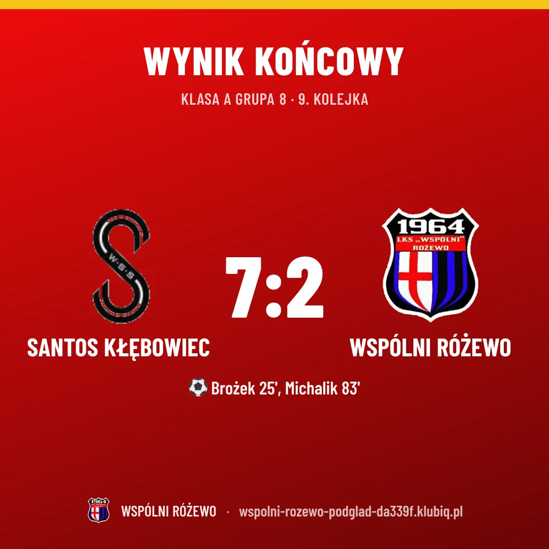 Santos Kłębowiec 7:2 WSPÓLNI Różewo