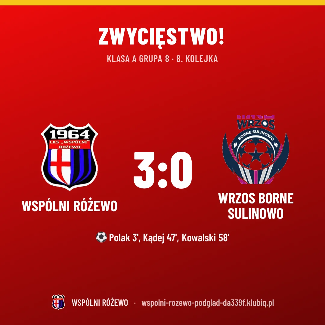 WSPÓLNI Różewo 3:0 WRZOS BORNE SULINOWO
