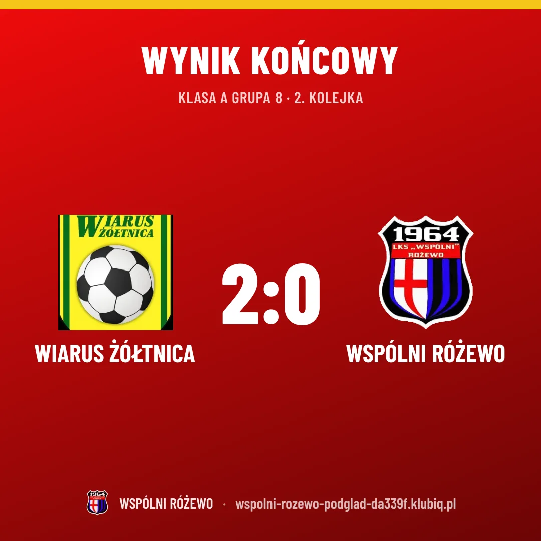 Wiarus Żółtnica 2:0 WSPÓLNI Różewo