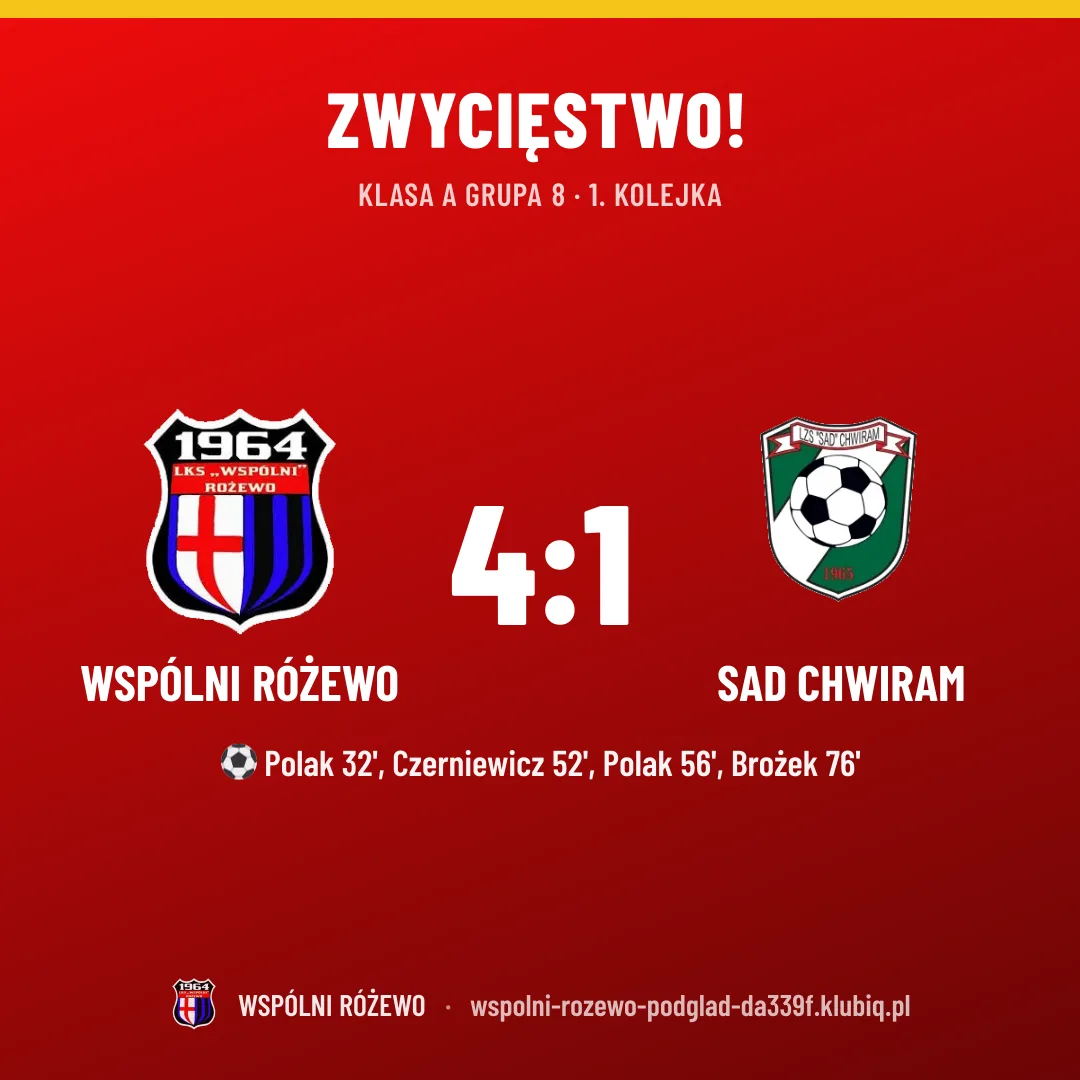 WSPÓLNI Różewo 4:1 Sad Chwiram